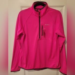 Womans Eddie Bauer Bright Pink Medium Pullover BNWT Rt $90.00 Lightweight
